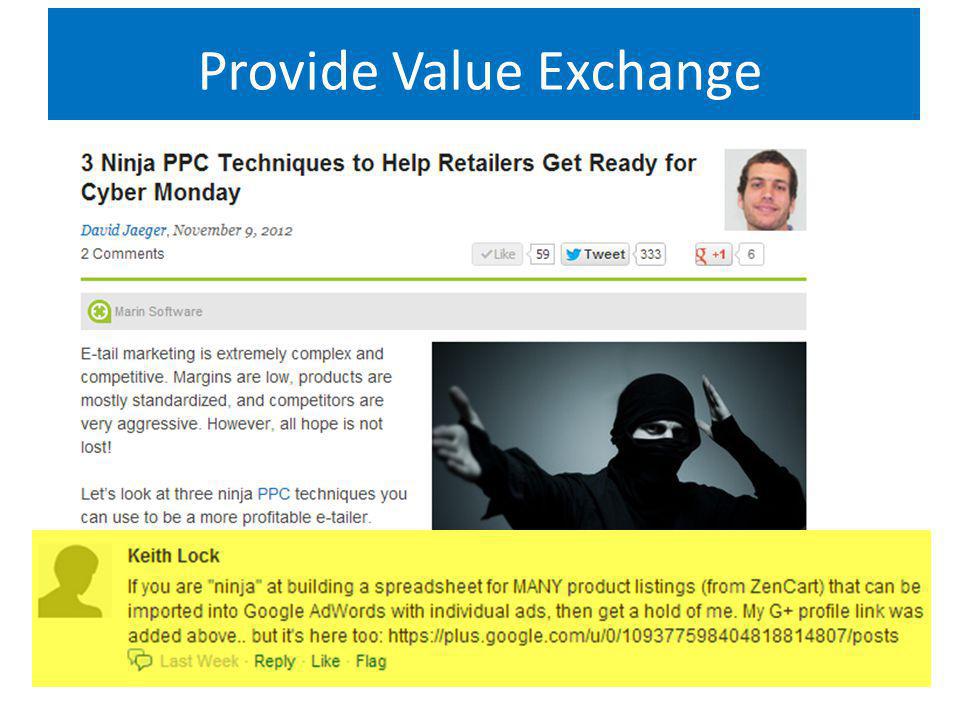 Provide Value Exchange