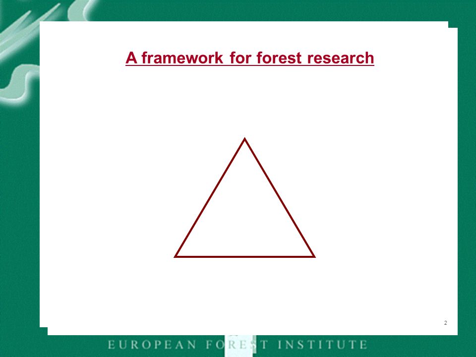 2 A framework for forest research Industrial manufacturing Agriculture, urban regions