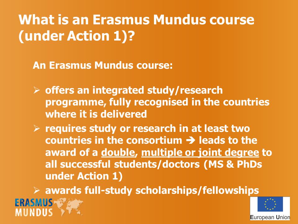 What is an Erasmus Mundus course (under Action 1).