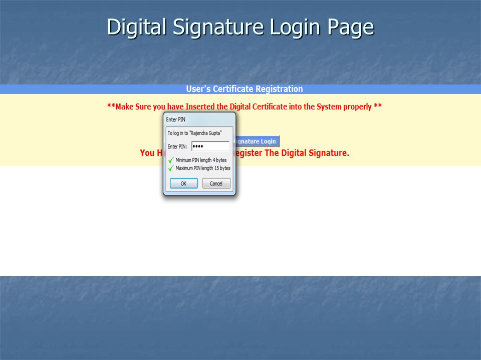 Digital Signature Login Page