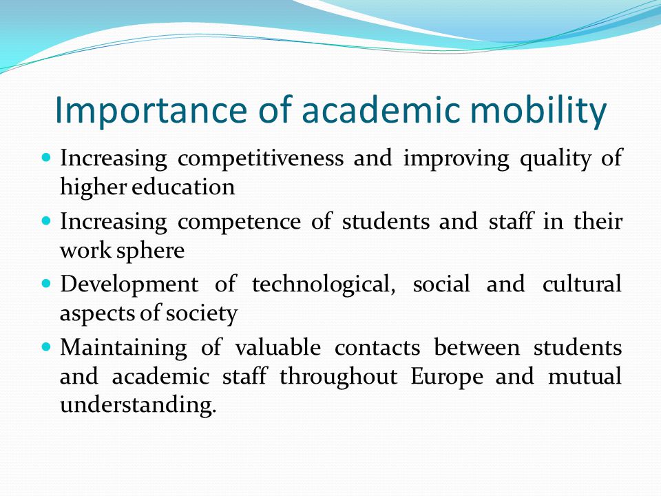 The academic term. Academic Mobility program. Increasing competence. World Academic Mobility. Importance of presentations.