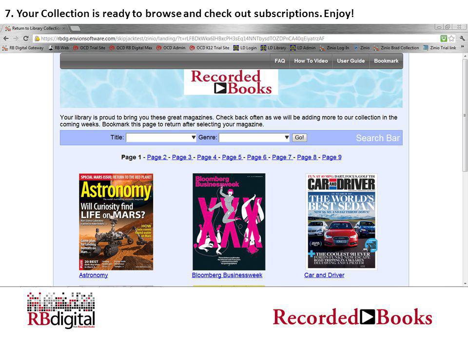 7. Your Collection is ready to browse and check out subscriptions. Enjoy!