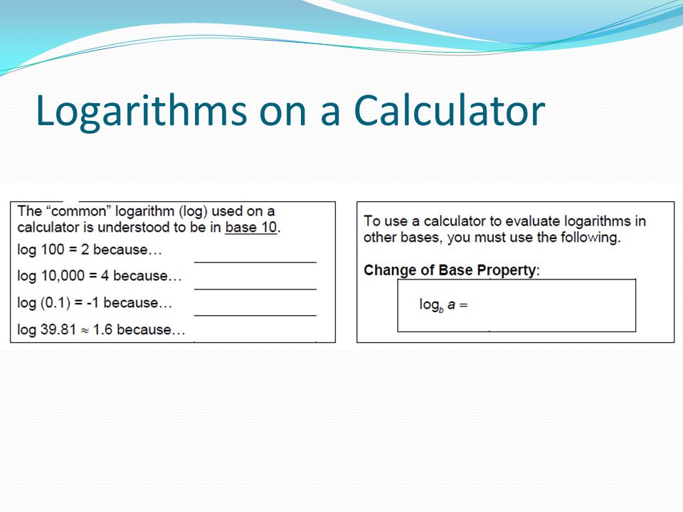 Logarithms on a Calculator