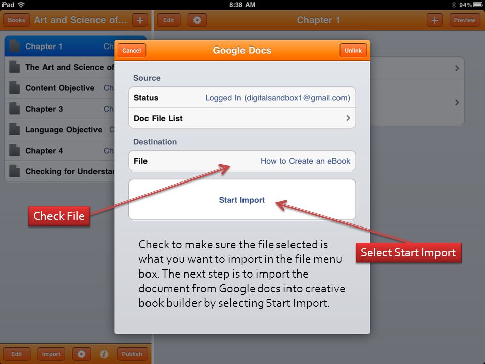 Check to make sure the file selected is what you want to import in the file menu box.