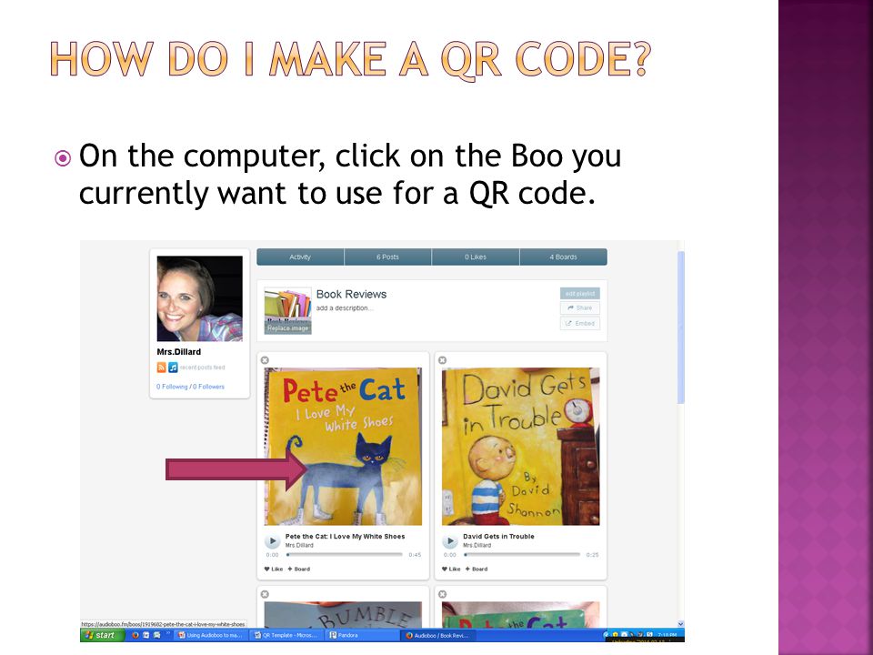  On the computer, click on the Boo you currently want to use for a QR code.
