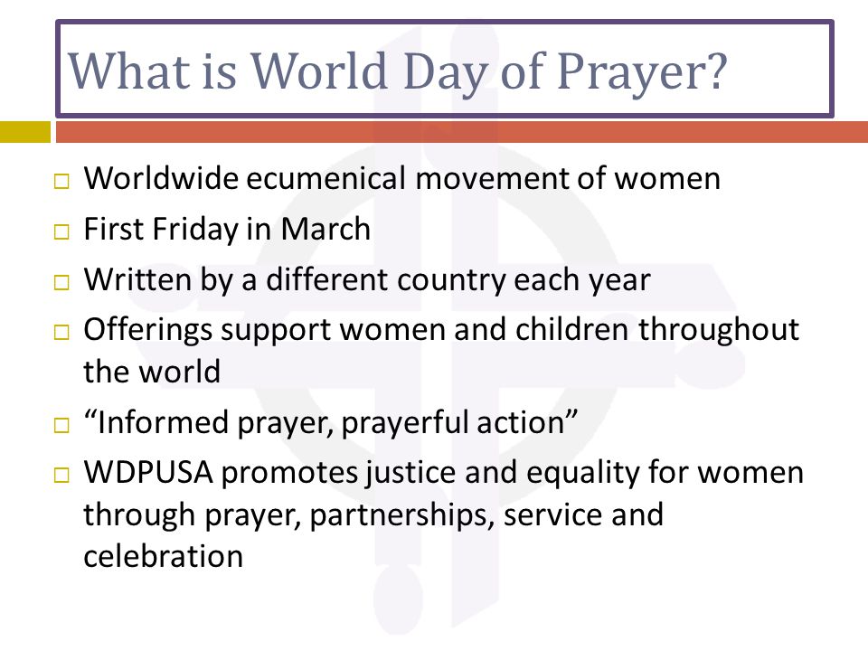 What is World Day of Prayer.