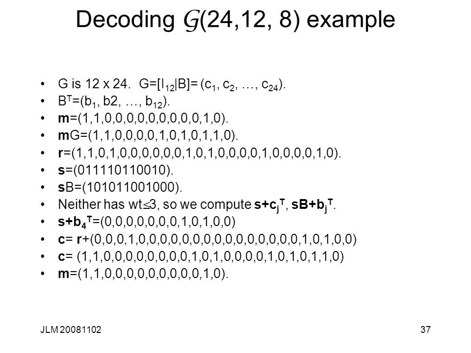 1 Cryptanalysis Lecture 10 Error Correcting Codes John Manferdelli C John L Manferdelli Ppt Download