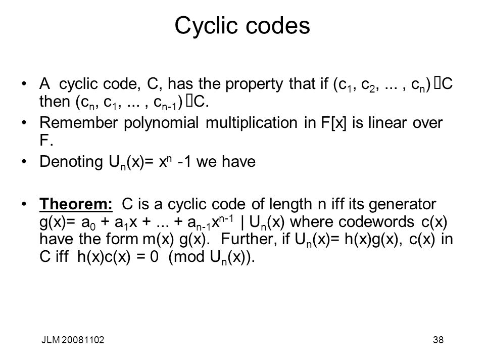 1 Cryptanalysis Lecture 10 Error Correcting Codes John Manferdelli C John L Manferdelli Ppt Download