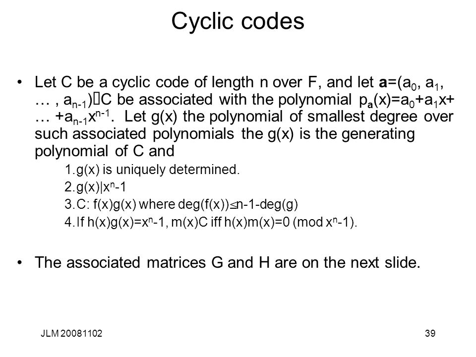 1 Cryptanalysis Lecture 10 Error Correcting Codes John Manferdelli C John L Manferdelli Ppt Download