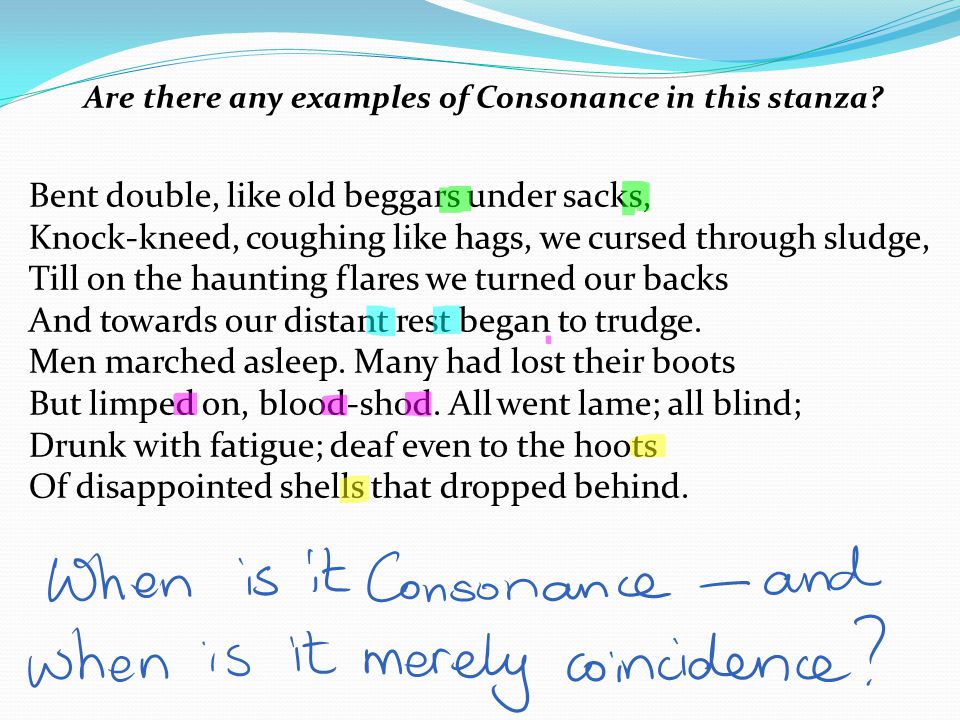 Are there any examples of Consonance in this stanza.
