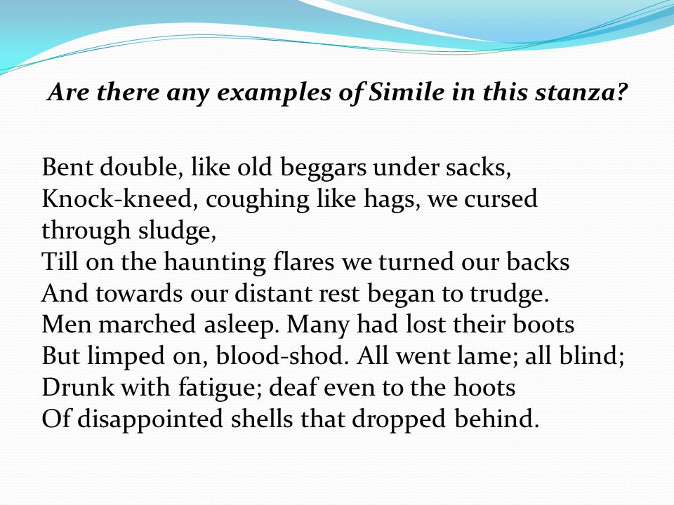 Are there any examples of Simile in this stanza.