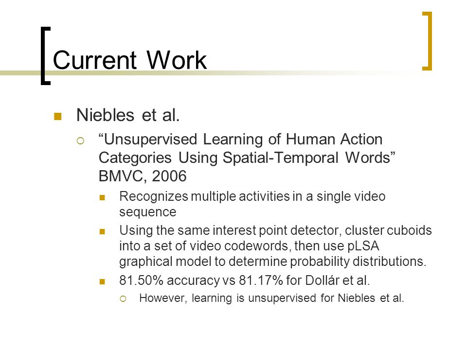 Current Work Niebles et al.