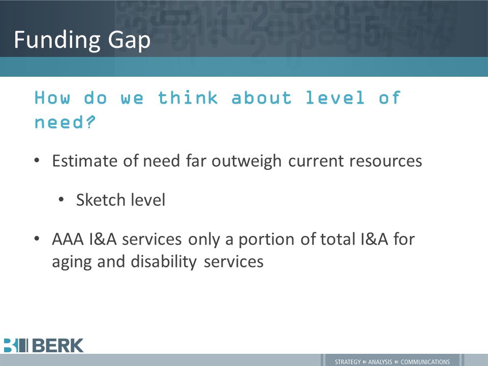 Funding Gap How do we think about level of need.