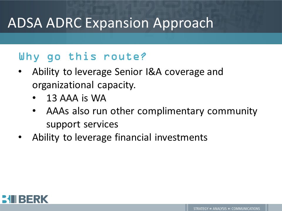 ADSA ADRC Expansion Approach Why go this route.