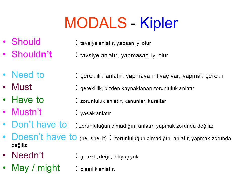 M O D A L S K I P L E R Should Must Have To Need Mustn T Needn T May Might Ppt Download