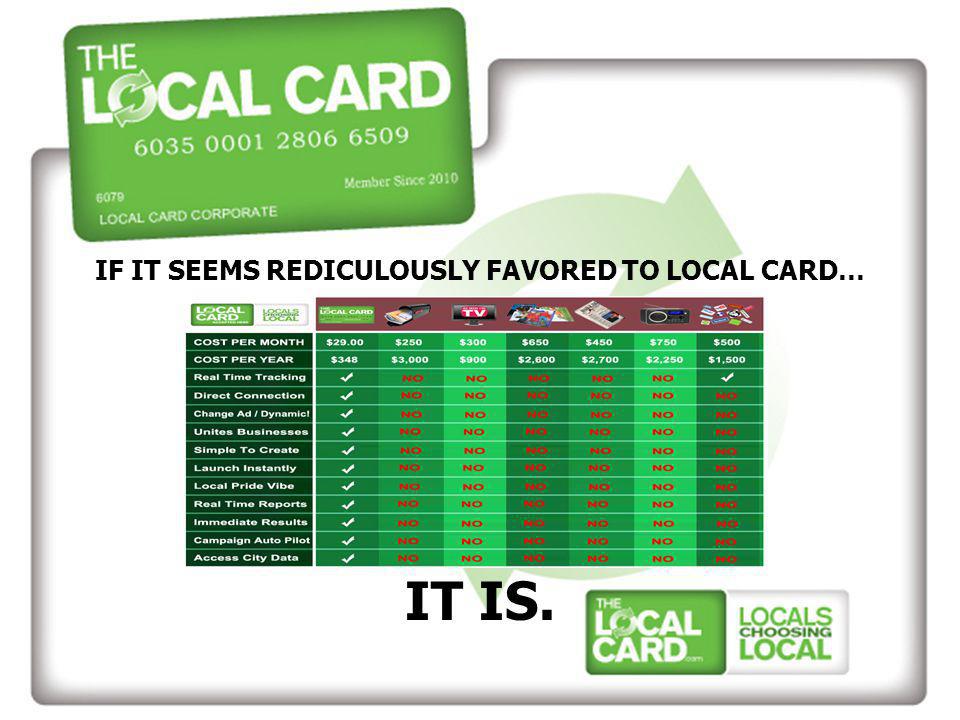 IF IT SEEMS REDICULOUSLY FAVORED TO LOCAL CARD… IT IS.