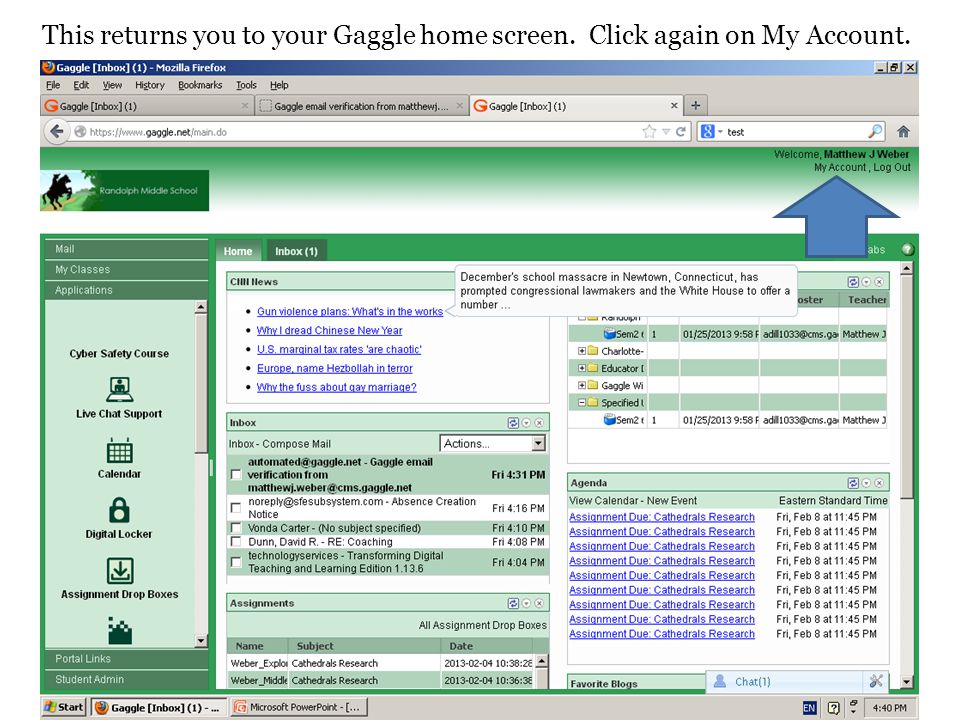 mail client setup for gaggle account