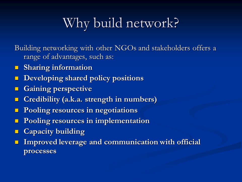 Why build network.