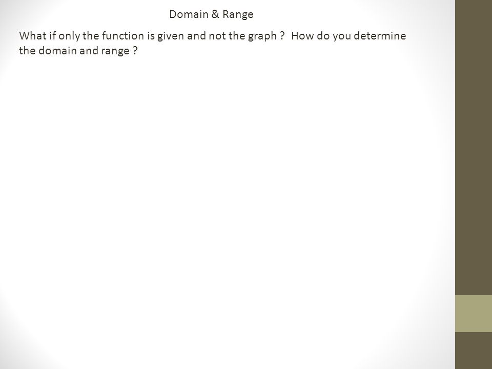 What if only the function is given and not the graph How do you determine the domain and range