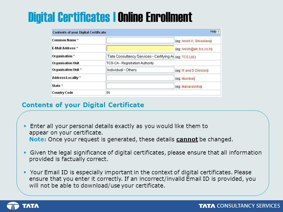  Enter all your personal details exactly as you would like them to appear on your certificate.