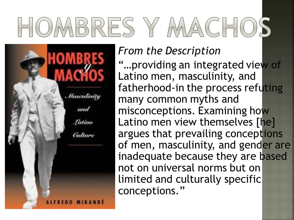 From the Description …providing an integrated view of Latino men, masculinity, and fatherhood-in the process refuting many common myths and misconceptions.