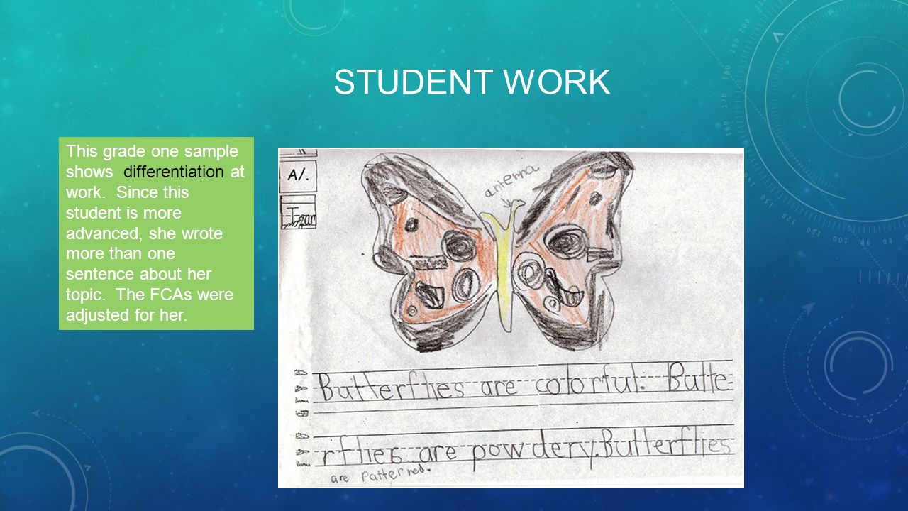 STUDENT WORK This grade one sample shows differentiation at work.