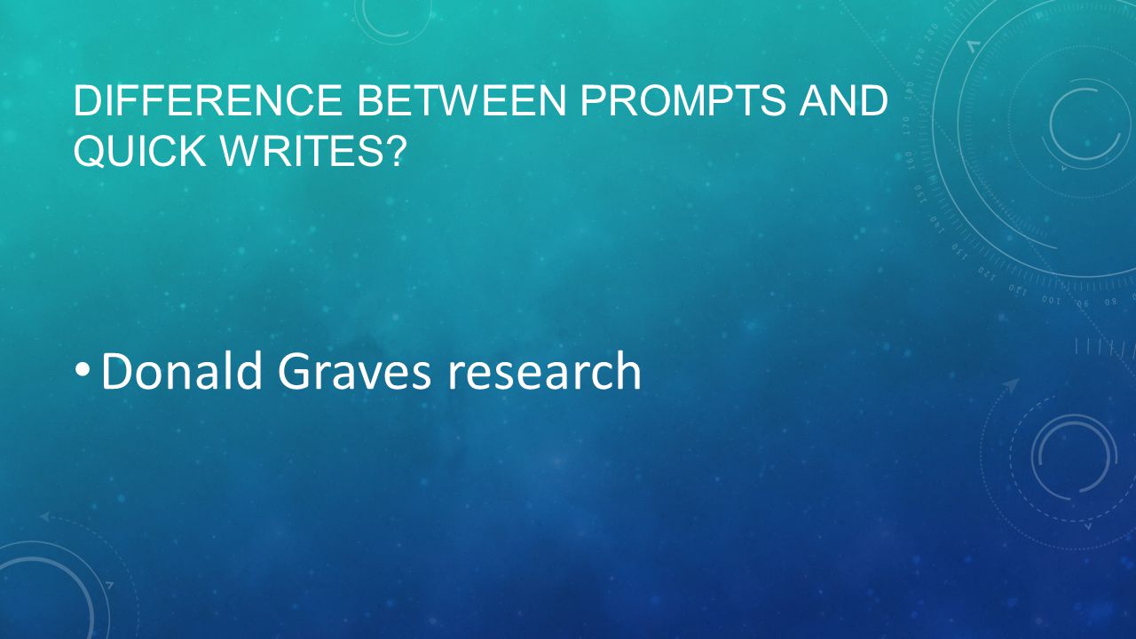 DIFFERENCE BETWEEN PROMPTS AND QUICK WRITES Donald Graves research