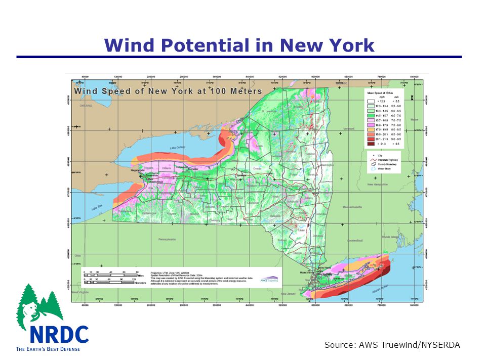 Wind Potential in New York Source: AWS Truewind/NYSERDA