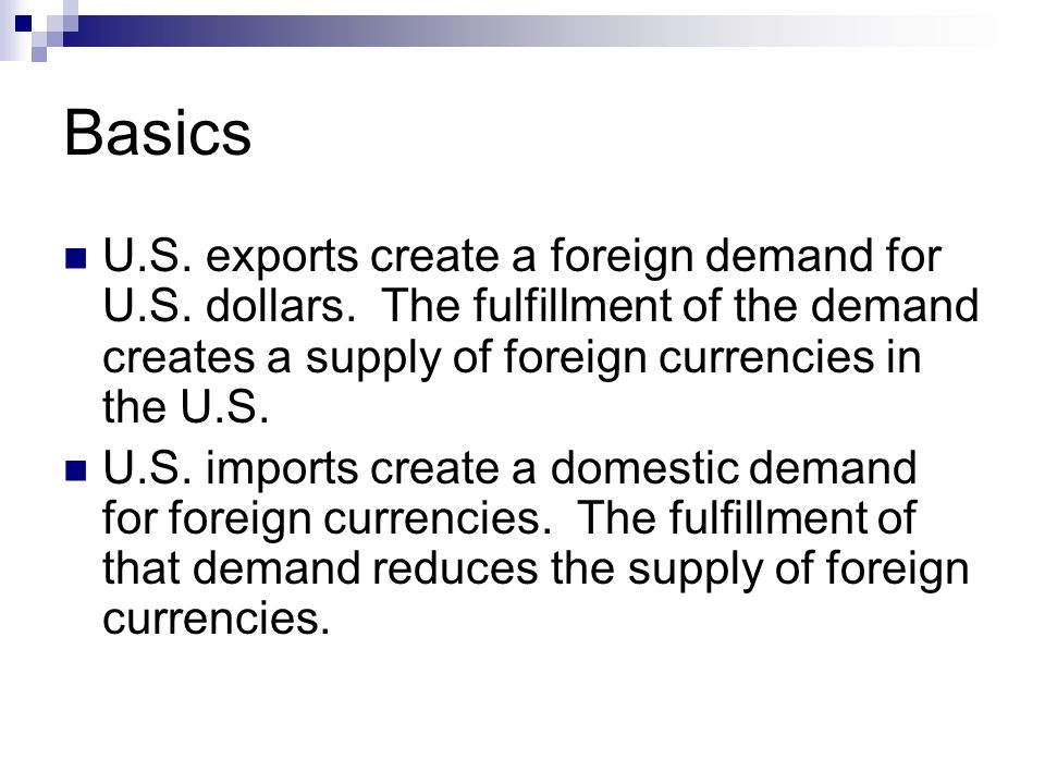 Basics U.S. exports create a foreign demand for U.S.
