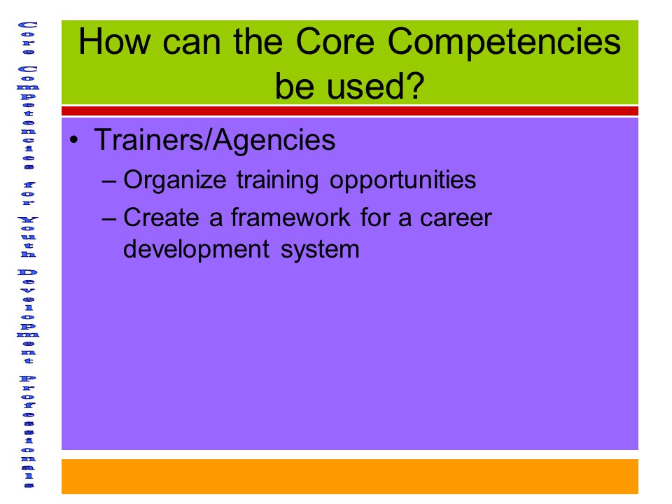 How can the Core Competencies be used.