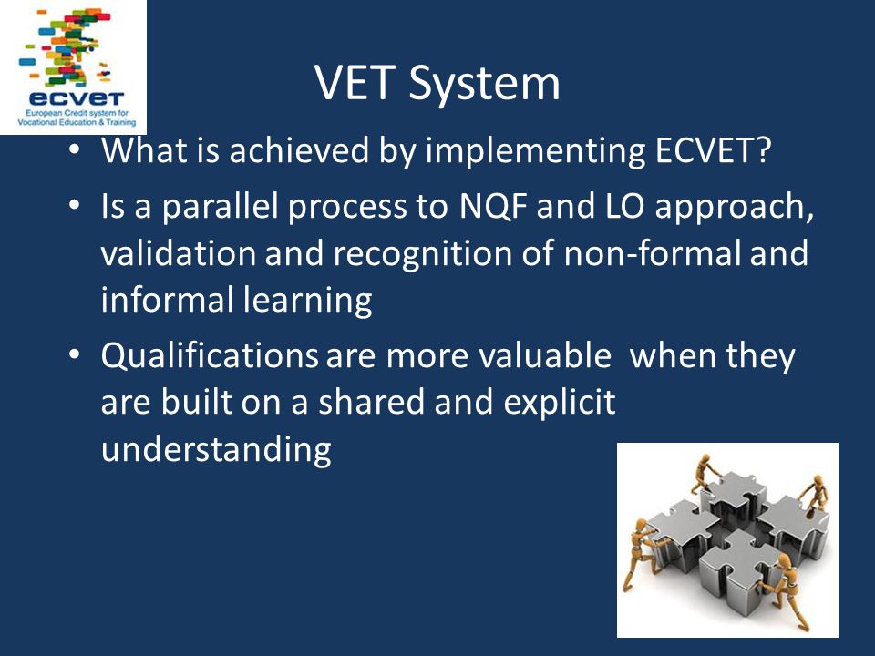 VET System What is achieved by implementing ECVET.