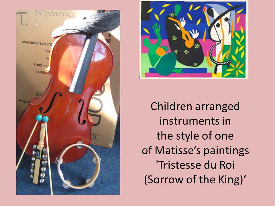 Children arranged instruments in the style of one of Matisse’s paintings Tristesse du Roi (Sorrow of the King)‘