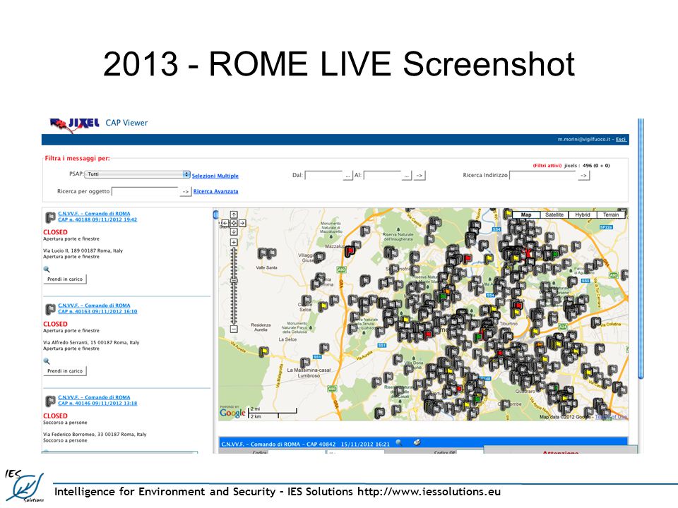 Intelligence for Environment and Security – IES Solutions ROME LIVE Screenshot