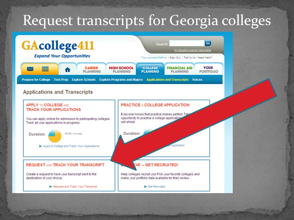 Request transcripts for Georgia colleges
