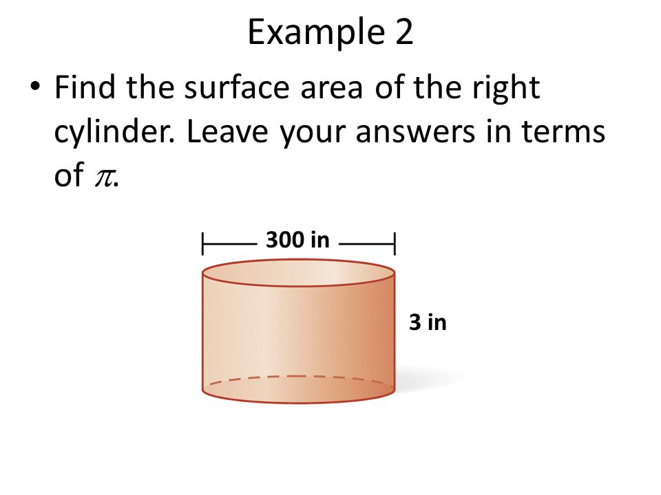 Example 2 Find the surface area of the right cylinder.