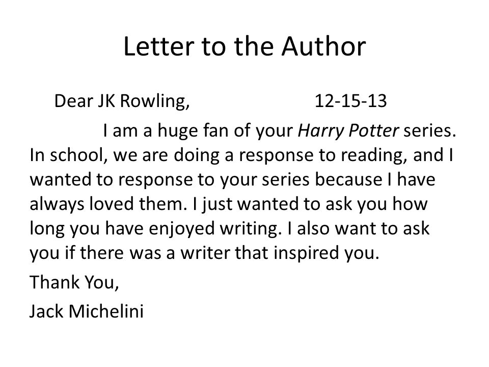 write a letter to jk rowling