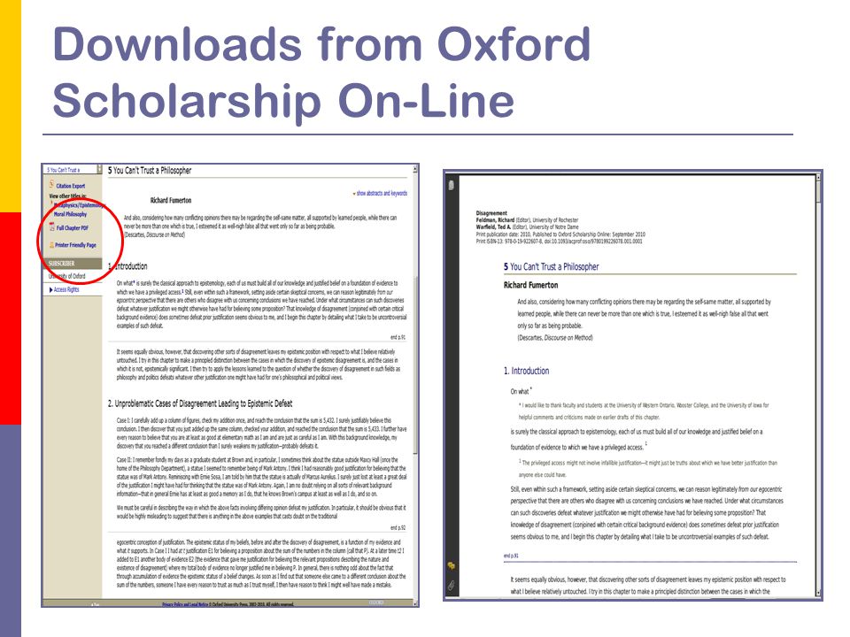 Downloads from Oxford Scholarship On-Line