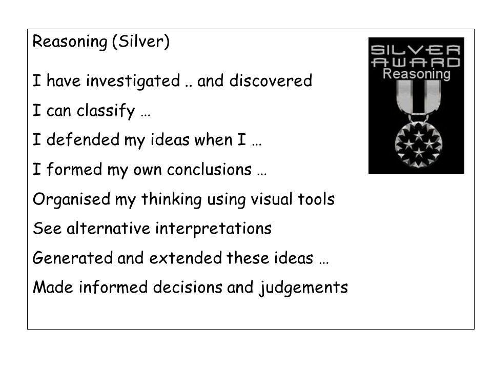 Reasoning (Silver) I have investigated..