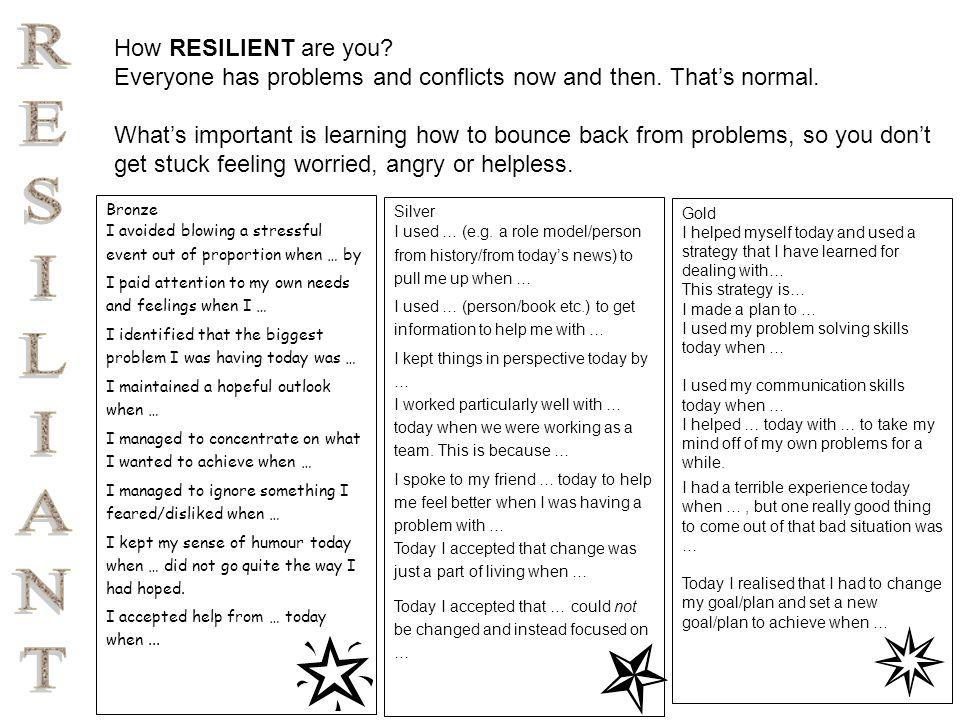How RESILIENT are you. Everyone has problems and conflicts now and then.