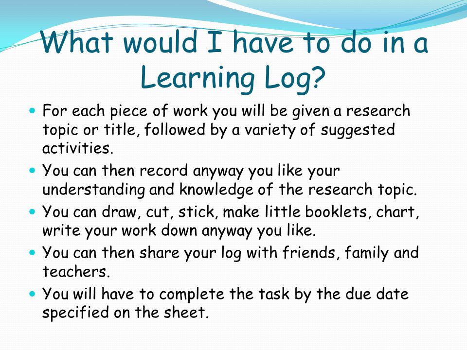 What is a Learning Log.