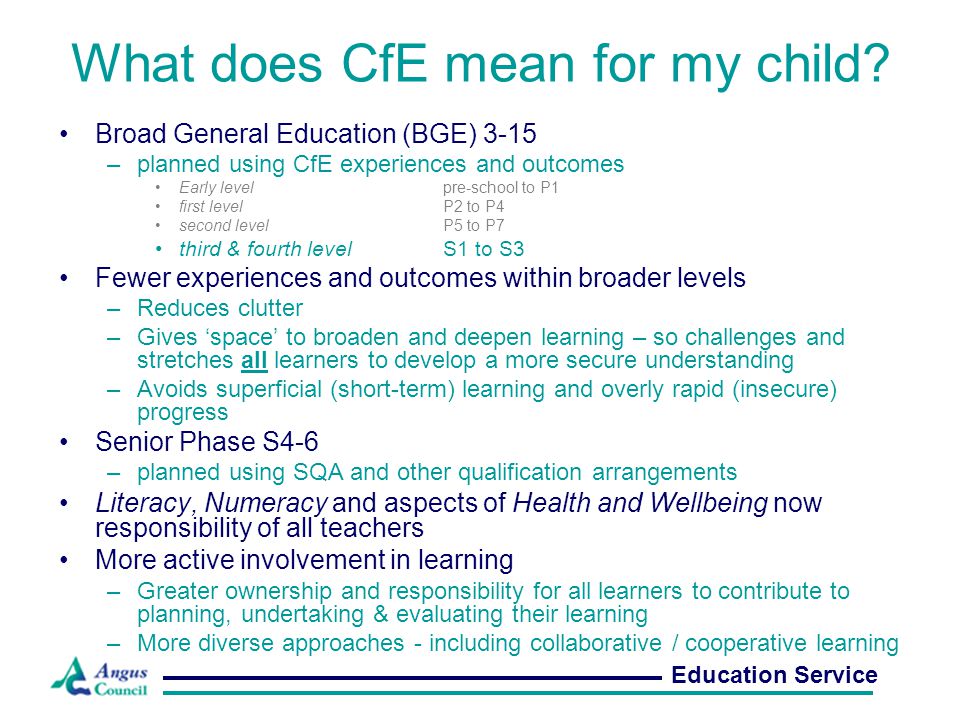 What does CfE mean for my child.
