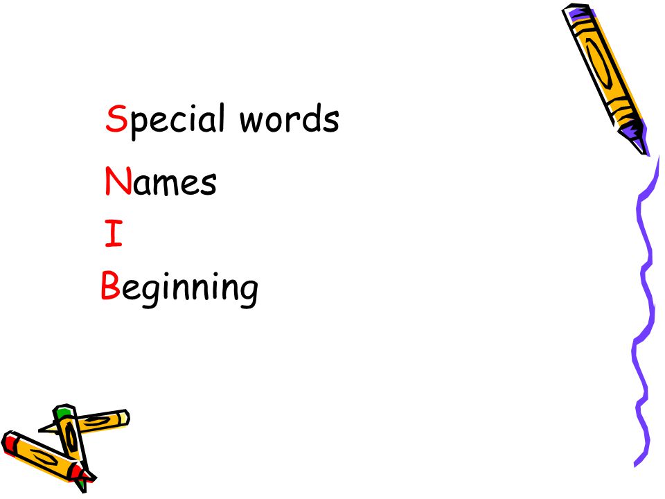 Special words Names I Beginning