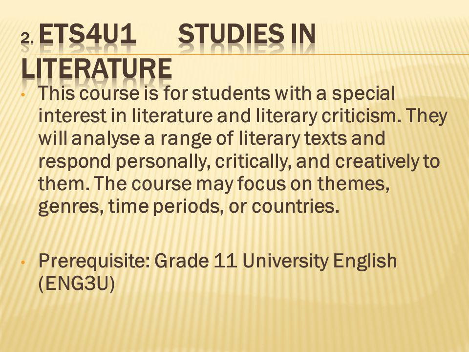 This course is for students with a special interest in literature and literary criticism.