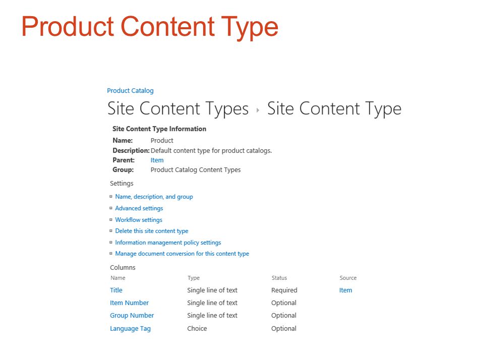 Product Content Type