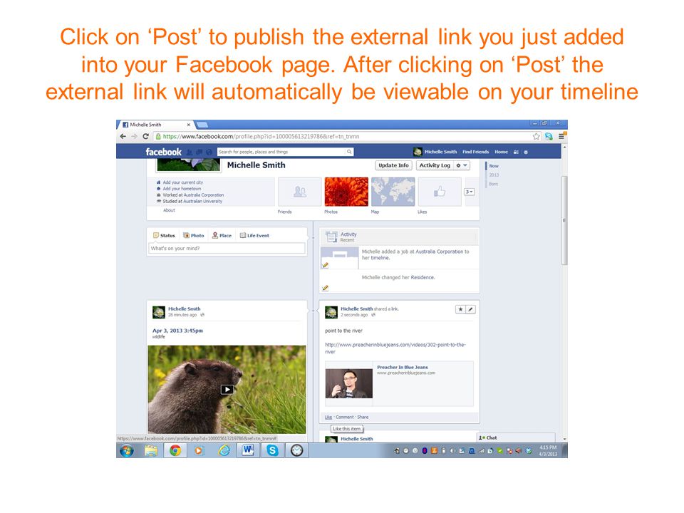 Click on ‘Post’ to publish the external link you just added into your Facebook page.