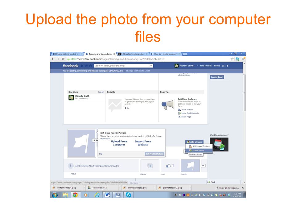 Upload the photo from your computer files