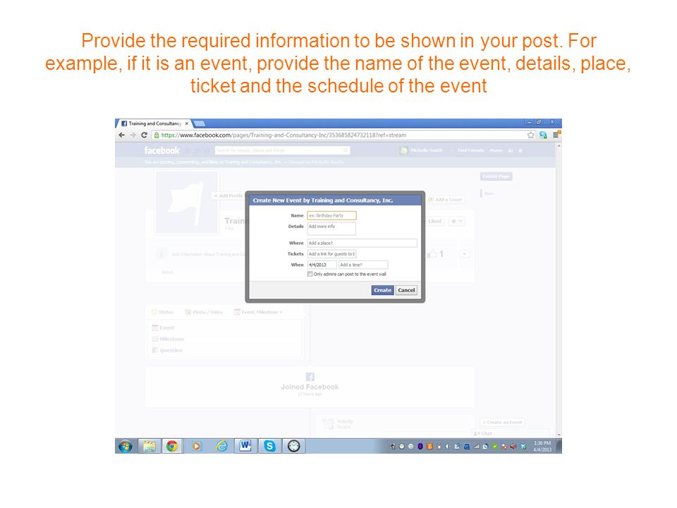 Provide the required information to be shown in your post.