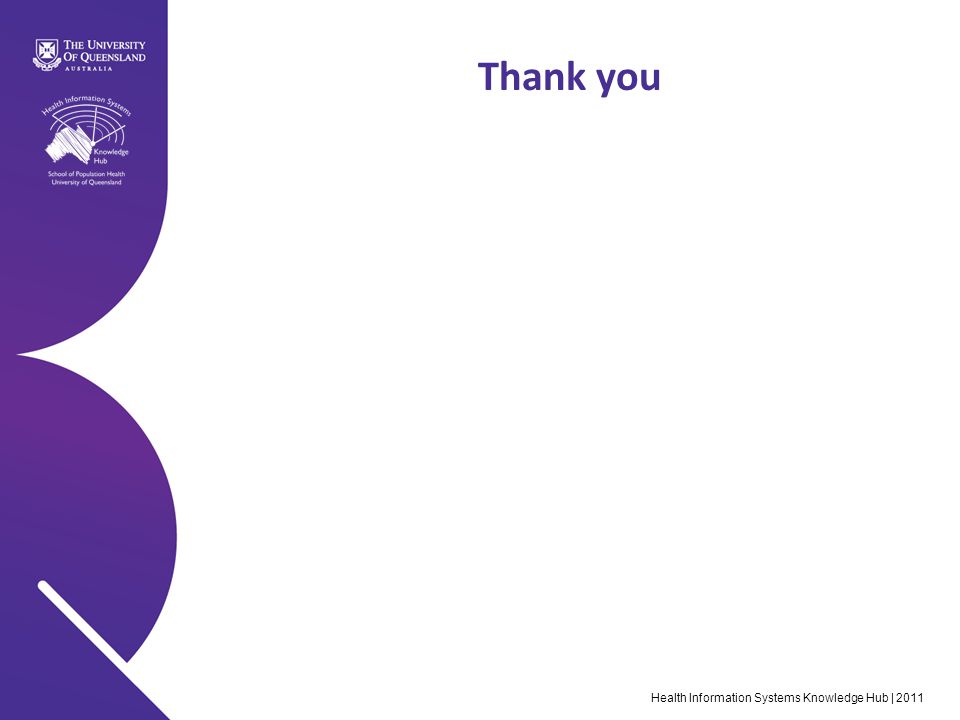 Health Information Systems Knowledge Hub | 2011 Thank you