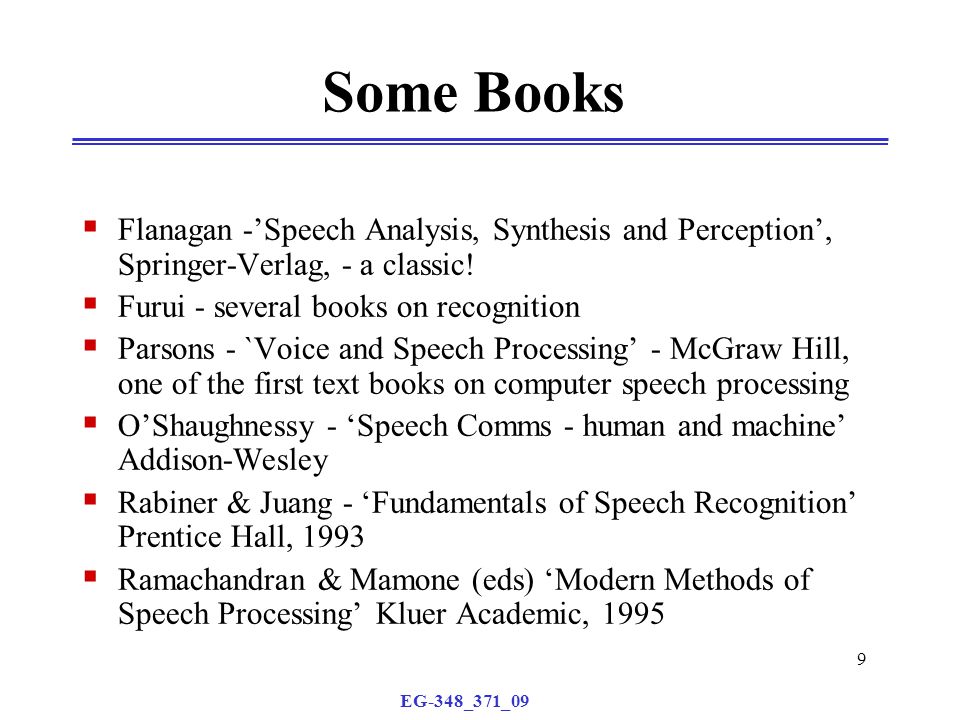 Modern Methods of Speech Processing