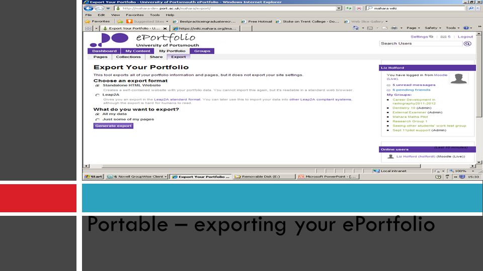 Portable – exporting your ePortfolio